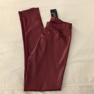 Red leather leggings